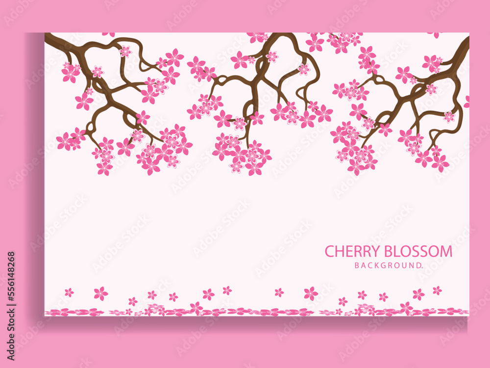 Branch tree vector illustration summer clipart autumn clipart nature forest, Background cherry blossom spring flower Japan, Branch of blooming sakura with flowers, cherry blossom.