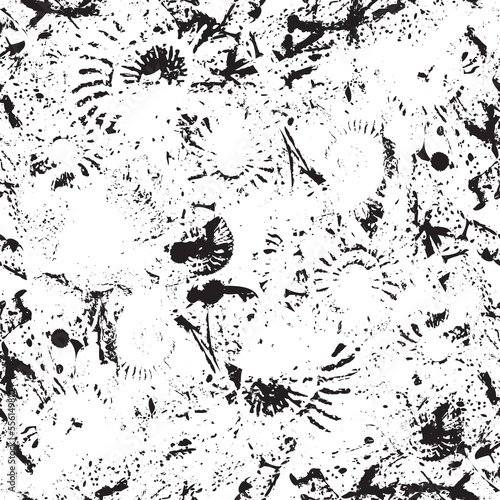 vector seamless pattern background with sea stone texture with imprints of shells of ancient ammonite shells. Suitable for wallpaper design, wrapping paper, fabric