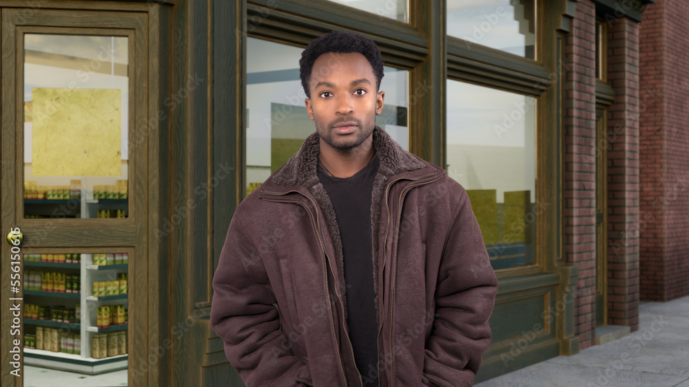 man walking on the street sidewalk downtown wearing coat pedestrian alone man walking on the street sidewalk downtown wearing coat pedestrian alone