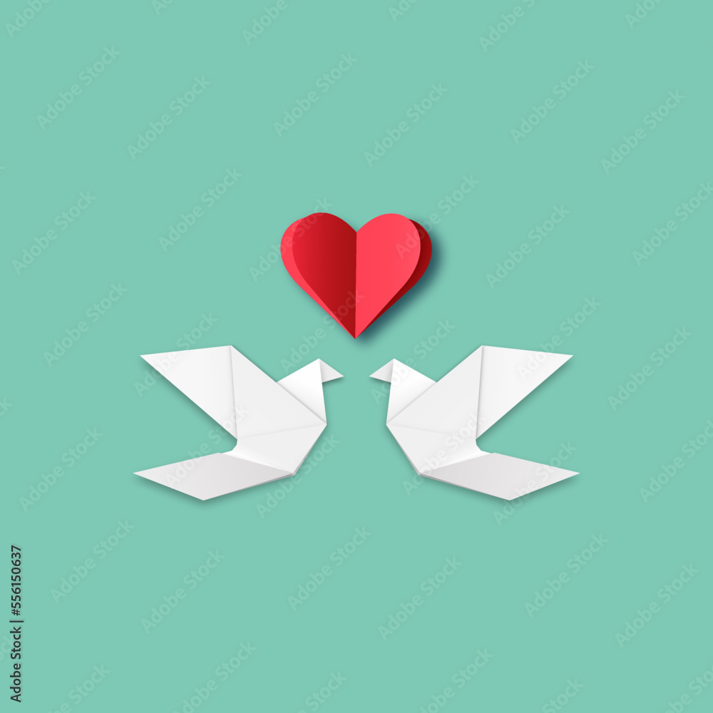 paper card with a heart and doves paper card with a heart and doves