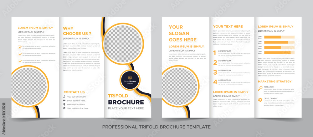 Creative corporate modern business trifold brochure template, trifold layout, letter, a4 size brochure.