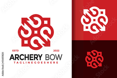 Arrow Archery Bow Creative Logo Design Vector Illustration Template