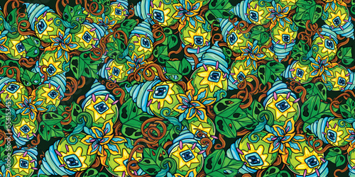 Ice Cream Greenery Monster Eye Suitable For Patterns On Fabrics