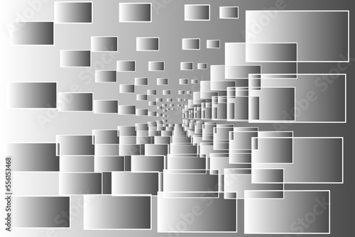 Abstract gradient monochrome background with a descending perspective of geometric shapes