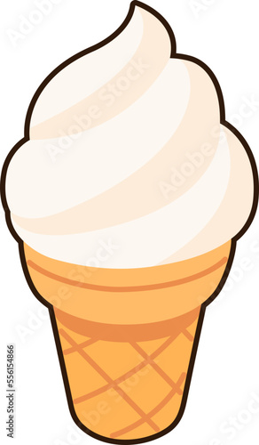 Vanilla Ice cream cone Dessert Icon Element illustration Flat Sticker Black Style