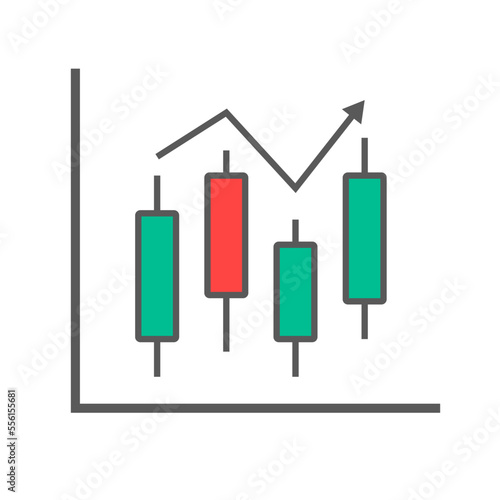 Fluctuation icon on candlestick chart. Stock and exchange rate market movement. Vector.