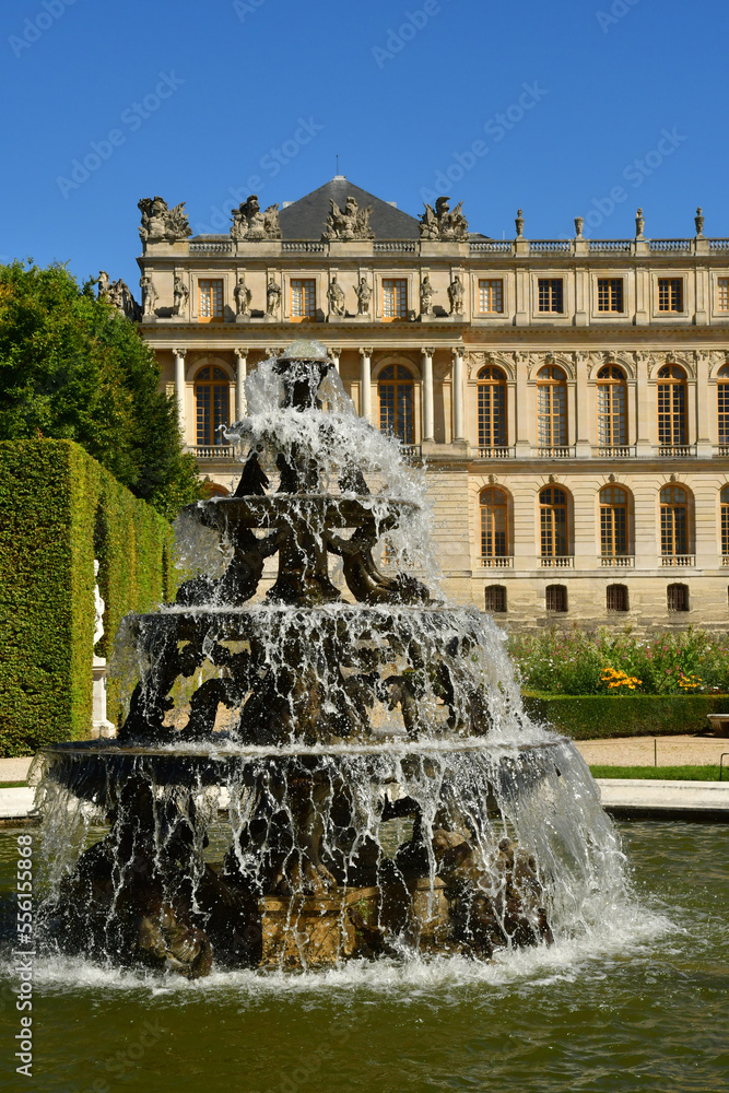 Versailles; France - august 19 2022 : Pyramid fountain in the castle park