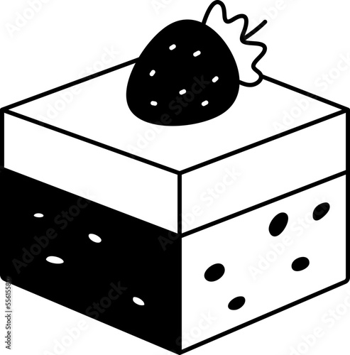 Tres Leches Cake Dessert Icon Element illustration Semi-Solid Black and White