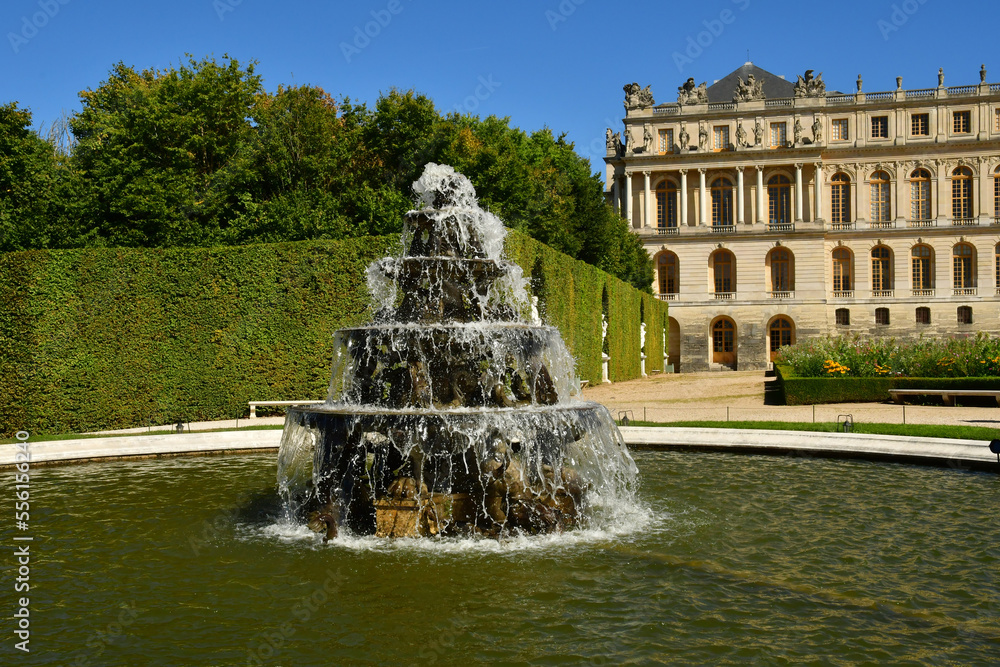 Versailles; France - august 19 2022 : Pyramid fountain in the castle park
