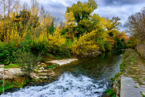 The beautiful river Cesse in the town of Mirepeisset, in the south of France