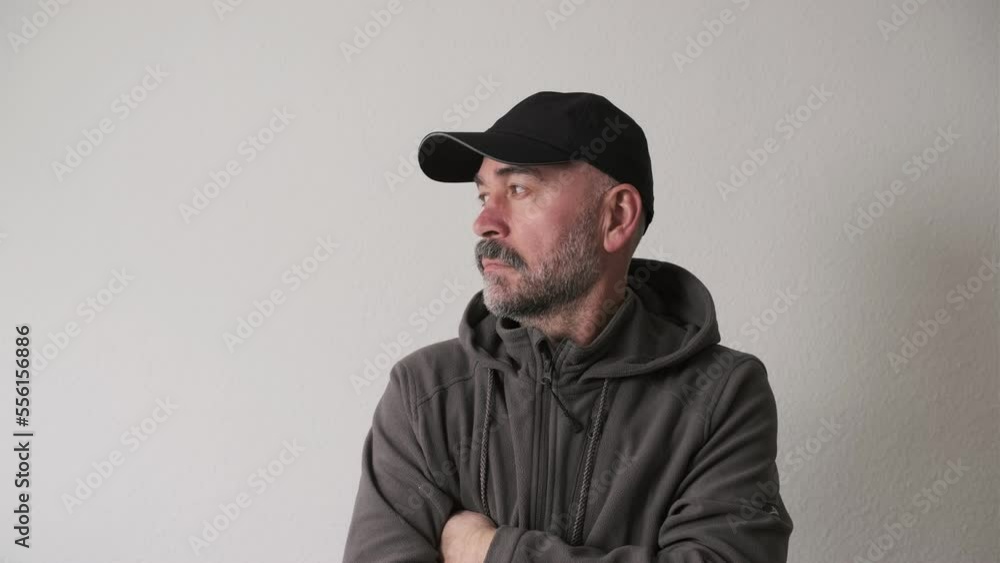 shocked casual man with barbed opening mouth and being surprised, laughing and being happy on white background in studio shocked casual man with barbed opening mouth and being surprised, laughing and being happy on white background in studio