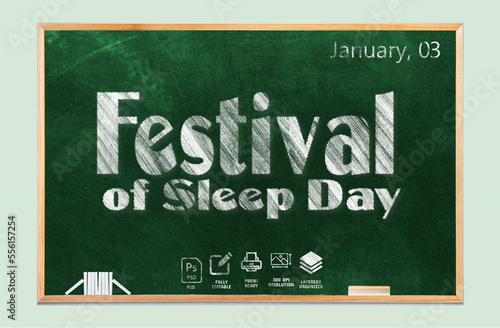 Festival of Sleep Day, january 03 editable chalk text effect