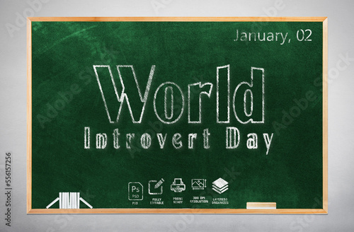 World Introvert Day, january 02 editable chalk text effect