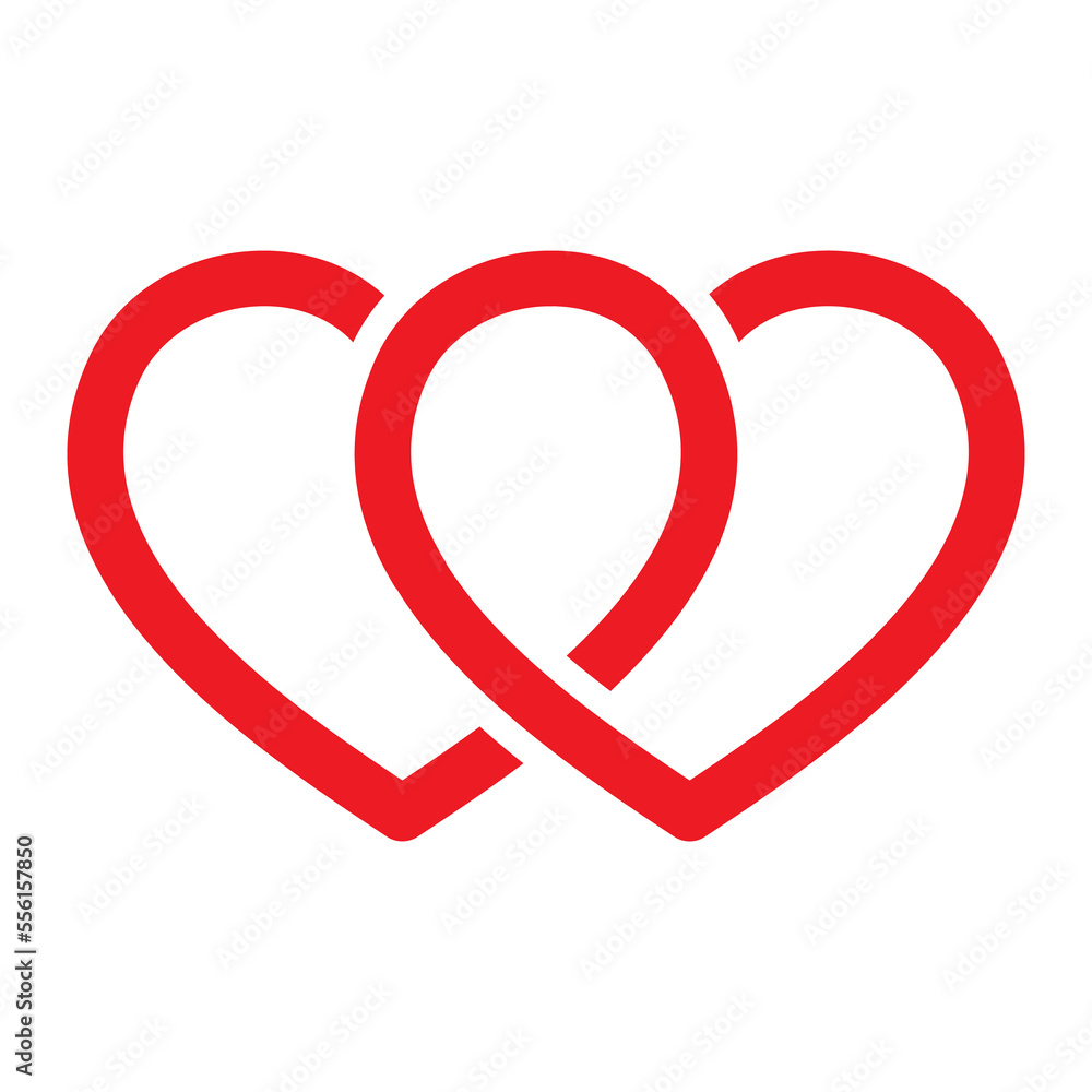 Linked hearts icon. Loop from two hearts illustration