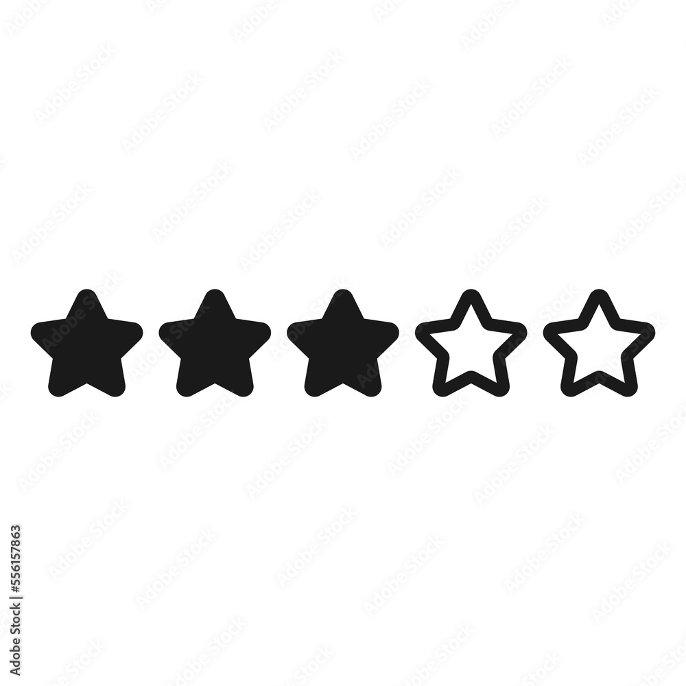 Five stars line sign, icon. Review rank 5-star for business, symbol illustration. Five stars line sign, icon. Review rank 5-star for business, symbol illustration.