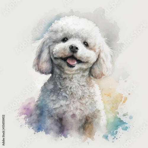 Happy White Toy Poddle Dog Smile, cute dog, smile dog, watercolor dog, eps, vector