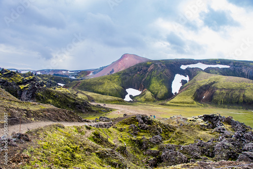 Colourful Mountains, Green Moss, Geothermal Pools, Beautiful Volcano Valley Landmannalaugar, Iceland