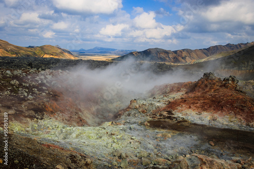 Colourful Mountains  Green Moss  Geothermal Pools  Beautiful Volcano Valley Landmannalaugar  Iceland
