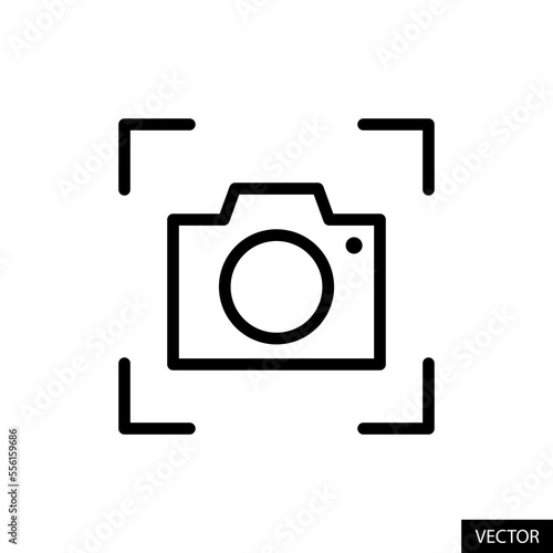 Capture, take screenshot, snap shot, camera vector icon in line style design for website, app, UI, isolated on white background. Editable stroke. Vector illustration.