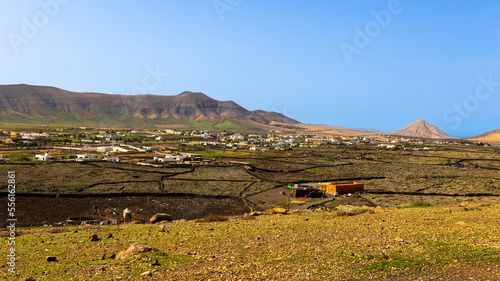 Picturesque Spanish countryside landscape in Fuerteventura Canary Islands Spain