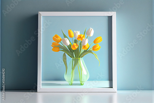 Tulip Flowers in Vase Display. Generative ai