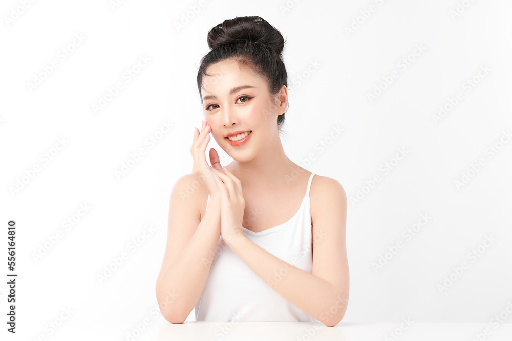 Beautiful young asian woman with clean fresh skin on white background, Face care, Facial treatment, Cosmetology, beauty and spa, Asian women portrait. Beautiful young asian woman with clean fresh skin on white background, Face care, Facial treatment, Cosmetology, beauty and spa, Asian women portrait.