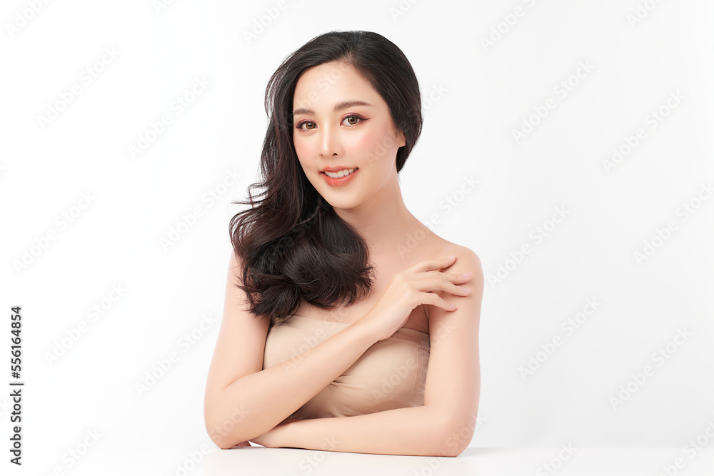 Beautiful young asian woman with clean fresh skin on white background, Face care, Facial treatment, Cosmetology, beauty and spa, Asian women portrait. Beautiful young asian woman with clean fresh skin on white background, Face care, Facial treatment, Cosmetology, beauty and spa, Asian women portrait.