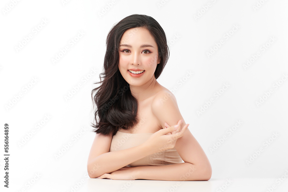 Beautiful young asian woman with clean fresh skin on white background, Face care, Facial treatment, Cosmetology, beauty and spa, Asian women portrait. Beautiful young asian woman with clean fresh skin on white background, Face care, Facial treatment, Cosmetology, beauty and spa, Asian women portrait.