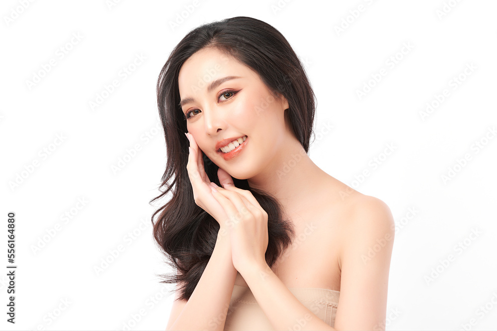 Beautiful young asian woman with clean fresh skin on white background, Face care, Facial treatment, Cosmetology, beauty and spa, Asian women portrait. Beautiful young asian woman with clean fresh skin on white background, Face care, Facial treatment, Cosmetology, beauty and spa, Asian women portrait.