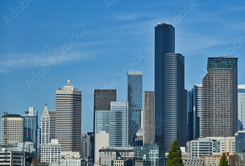 Macro View of Seattle Washington City Skyscrapers