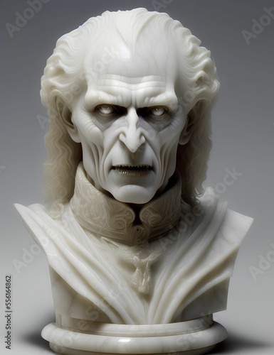 marble bust of a vampire