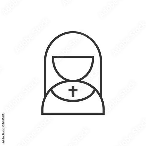 Nun linear icon vector isolated on white background. Line nun sign symbol for web and mobile