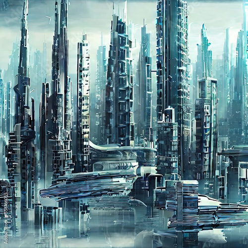Futuristic fantasy cityscape - generative ai
