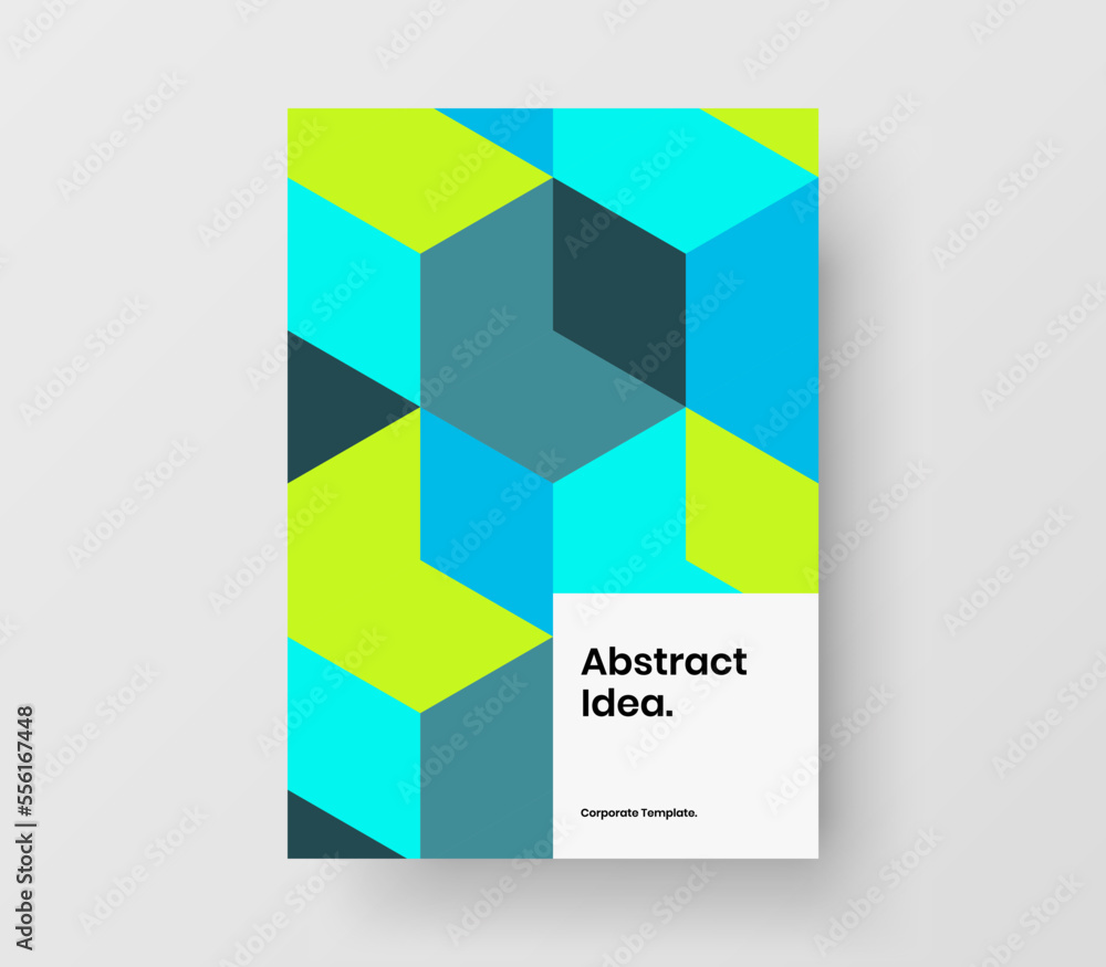 Abstract postcard A4 vector design template. Premium geometric tiles corporate cover illustration.