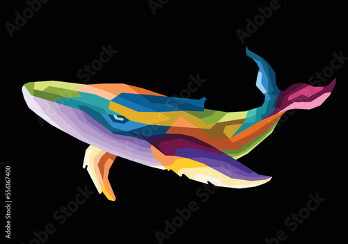 colorful whale pop art portrait isolated decoration