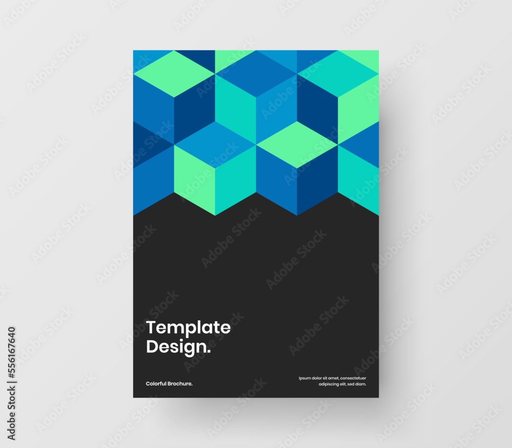 Trendy annual report A4 vector design concept. Clean mosaic shapes banner template.