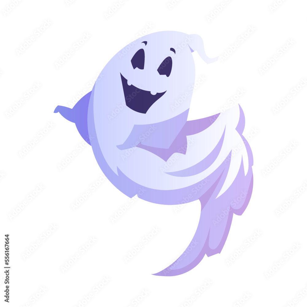 Spooky White Ghost or Spirit of Dead Flying Vector Illustration