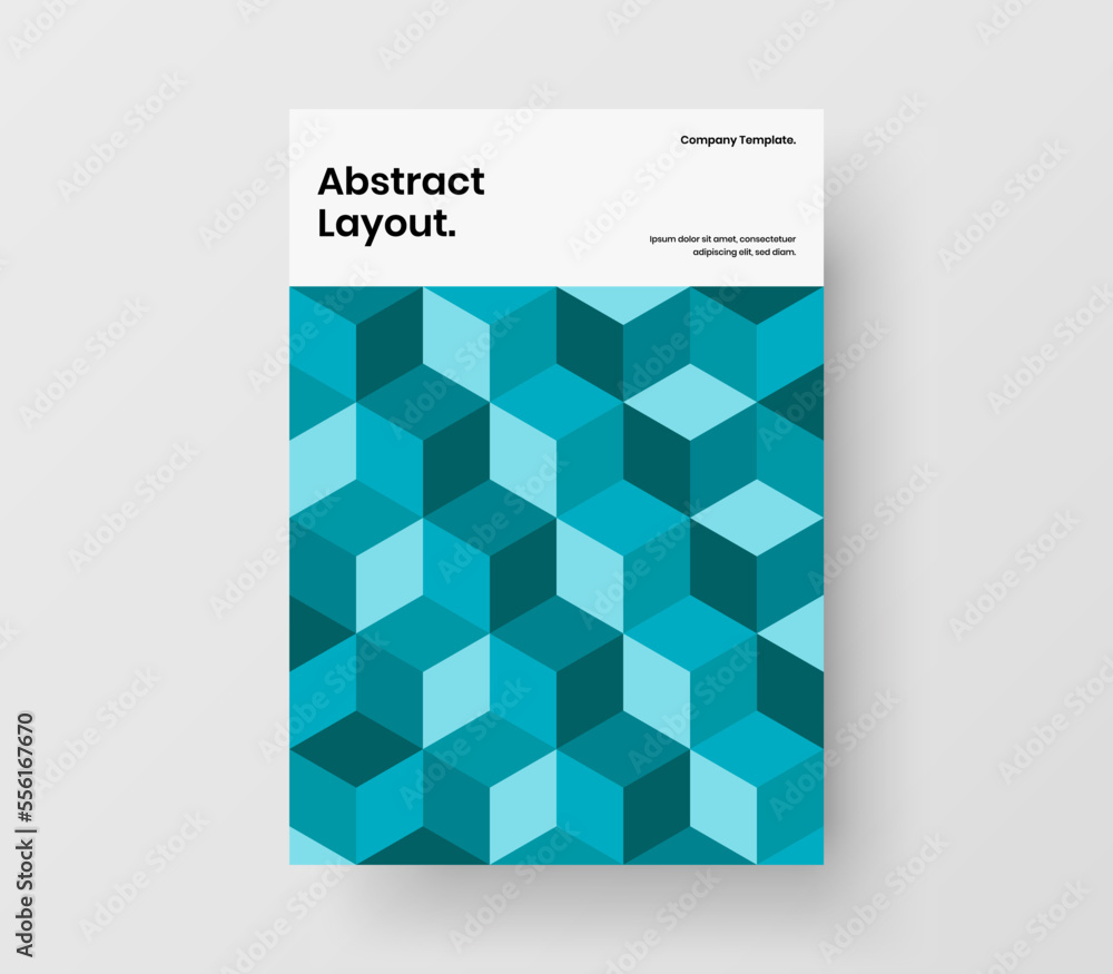 Amazing pamphlet design vector concept. Bright geometric tiles journal cover template.