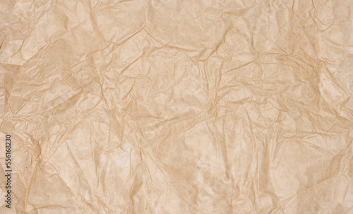 Texture of brown crumpled craft paper  full frame