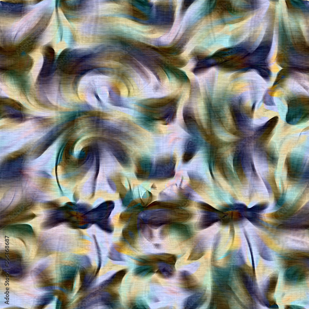 Naklejka premium Marbled floral decorative pattern. Seamless botanical wash for organic all over print. Retro fashion tile. 