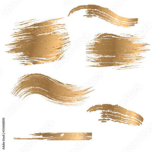 blot smear of golden cosmetics paint on a white background