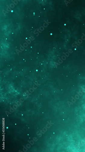 Blue neon background with shiny chaotic flying particles Vertical video