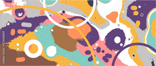 Minimalist abstract art background & wallpaper with colorful abstract brush strokes.