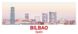Bilbao skyline in bright color palette vector illustration