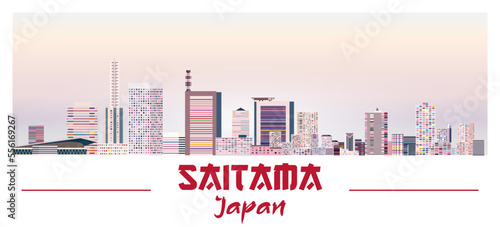 Obraz na plátně Saitama skyline in bright color palette vector illustration