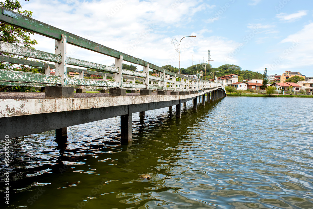 Bridge over the lake in the city of Torres, Rio Grande do Sul, Brazil