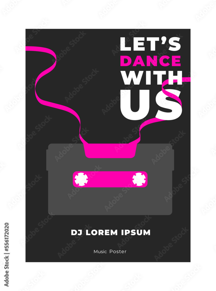 Dance minimalistic poster set. Night music party flyer or poster or banner design template for night club with DJ Mixer on black background. Minimalistic vector poster, banner, cover Dance minimalistic poster set. Night music party flyer or poster or banner design template for night club with DJ Mixer on black background. Minimalistic vector poster, banner, cover