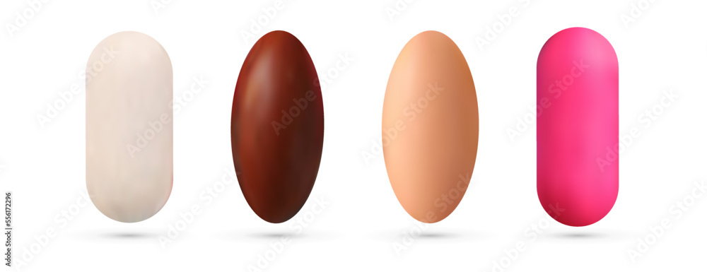 Realistic medicine table collection on white background Realistic medicine table collection on white background