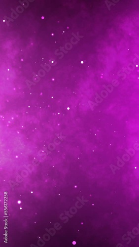 Pink festive background. Flying little sparkles on the glamorous backdrop Vertical video