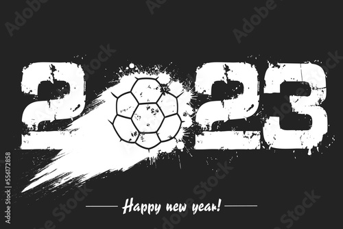 Happy New Year 2023 and handball ball